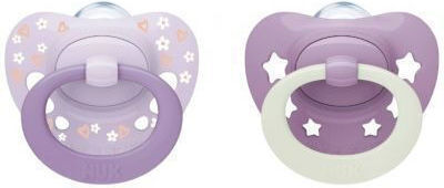 Nuk First Choice Classic Day & Night Pacifiers Silicone Night with Case Purple for 18-36 months 2pcs