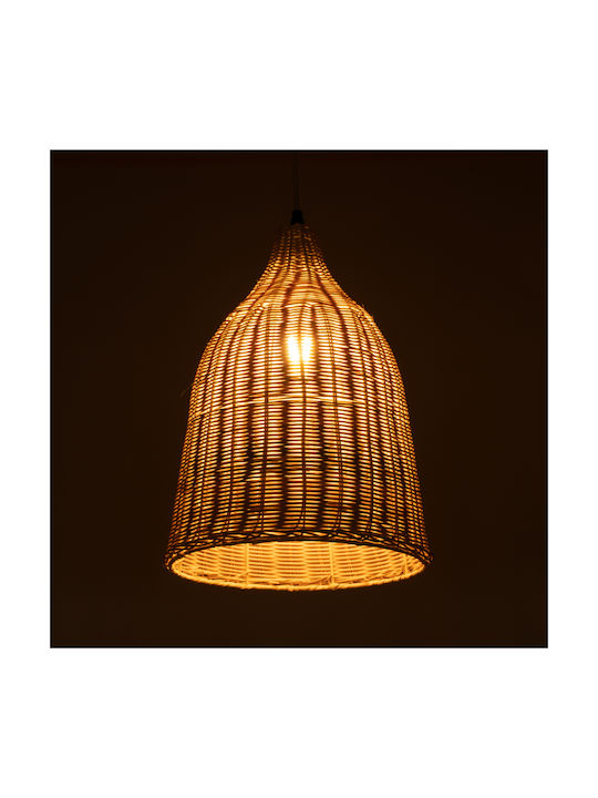 GloboStar Bahamas Light Wood Pendant Light Beige Bell with Socket E27 30cm