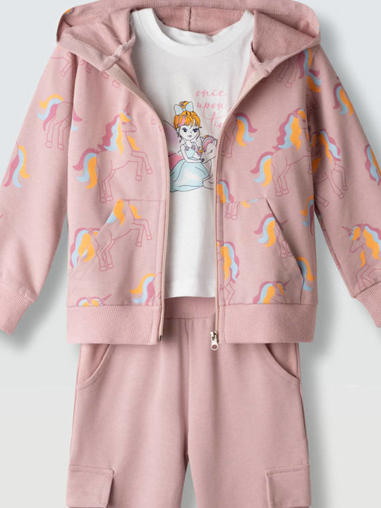 Kids Sweatpants Set Pink 3pcs