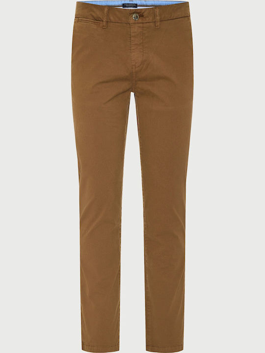 Men's Chino Elastic Regular Fit Brown Trousers