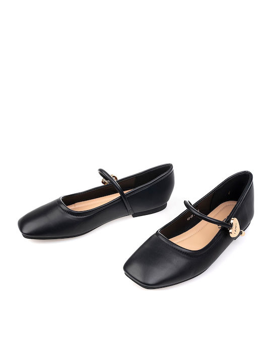 Damen Ballerinas Spitz Zulaufend Schwarz