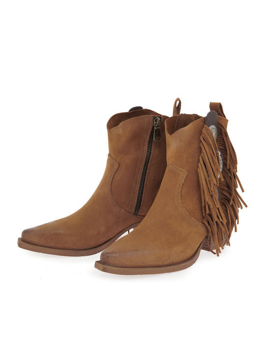 Women's Ankle Boots Cowboy with Medium Heel Tabac Brown