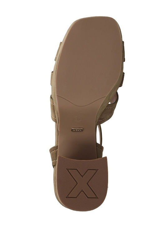 Damen Sandalen Aus Stoff Braun