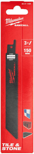 Milwaukee 48471420 Reciprocating Saw Blade Special Applications Cast Iron Abrasive Materials Fiberglass 150 mm Carbide Grit 3 Pieces