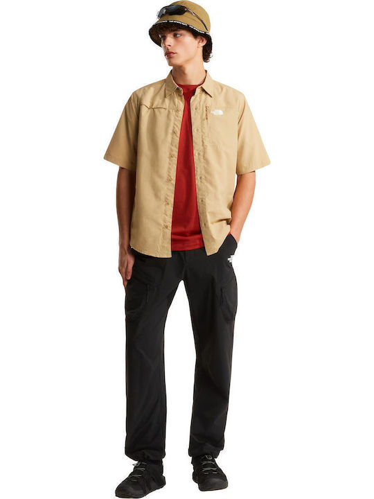 Short Sleeve Shirt in Regular Fit Khaki Stone