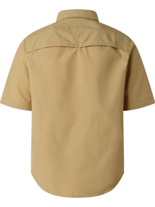 Short Sleeve Shirt in Regular Fit Khaki Stone