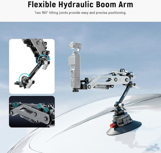 Suport Auto cu Ventuză Neewer Braț Hidraulic Flexibil pentru Cameră de Acțiune și Telefon – Nato Rail Rotire 360° Compatibil cu Dji Osmo Pocket 3 Insta360 X3 X4 X5 Gopro Hero 9–13 Telefon Mobil Sarcină Maximă 500 g Aluminiu Ga022