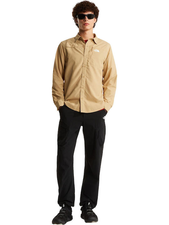 Long Sleeve Shirt in Regular Fit Khaki Stone
