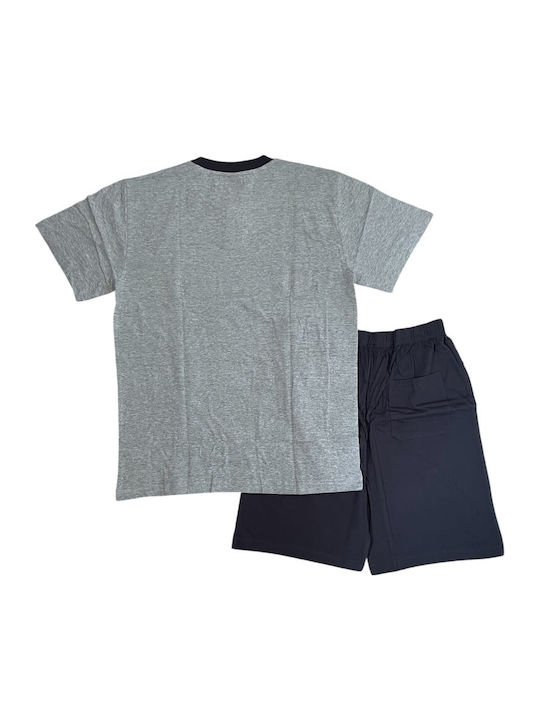 Enrico Coveri Sommer Herrenpyjama Bluse Grau