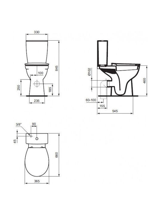 Ideal Standard Тоалетна, стояща на пода с казанче