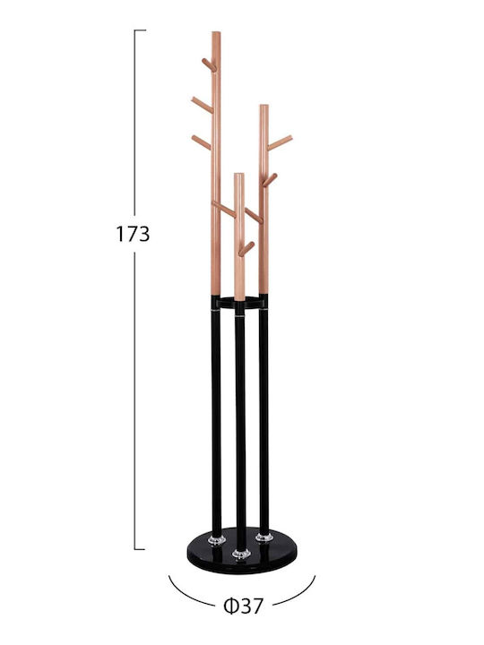 Wooden Black Coat Rack 37x37x173cm