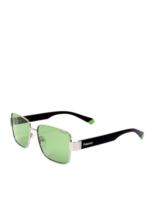 Polaroid Unisex Sunglasses with Silver Frame and Green Lens PLD6120/S KTU/54