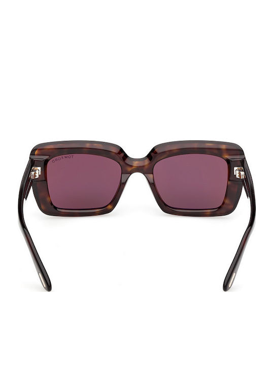 Tom Ford Leila Unisex Sunglasses with Brown Tartaruga Horn-Rimmed Frame and Pink Gradient Lenses