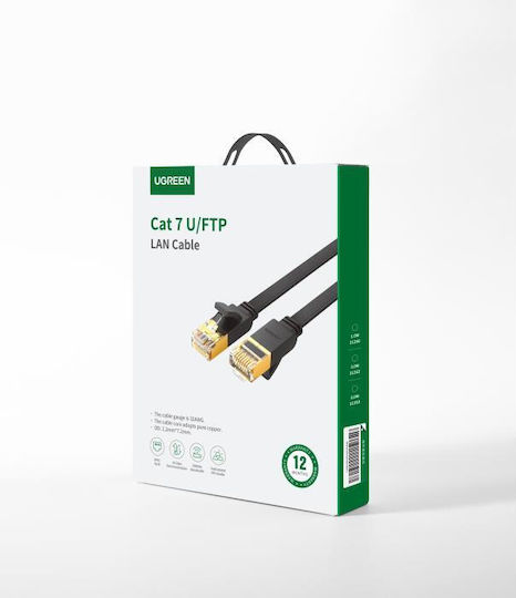 Ugreen Flat U/FTP (STP) Cat.7 (10Gbps) Καλώδιο Δικτύου Ethernet 3m Μαύρο
