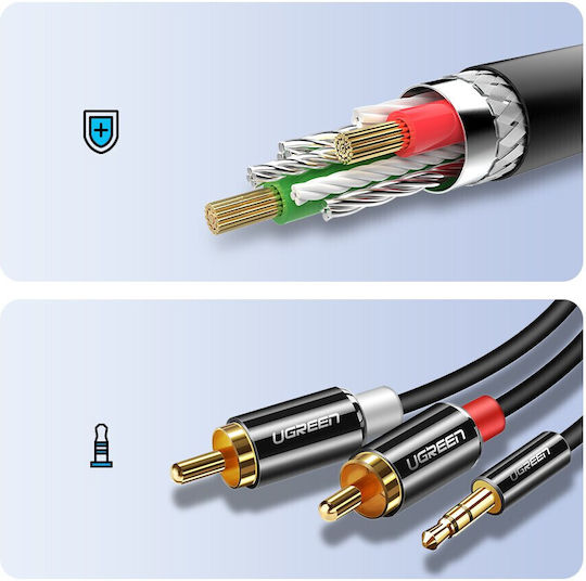 Ugreen Καλώδιο Ήχου 3.5mm male - RCA male Μαύρο 3m με Επίχρυσους Ακροδέκτες 10590