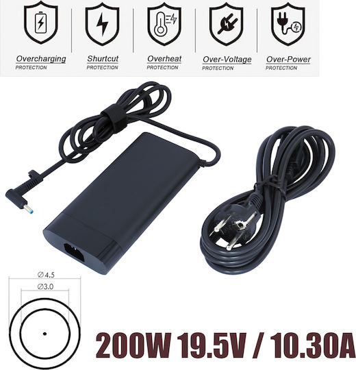 Laptop Charger 200W 19.5V 10.3A for HP with Detachable Power Cord