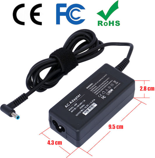 Laptop Charger 45W 19.5V 2.31A for HP with Detachable Power Cable