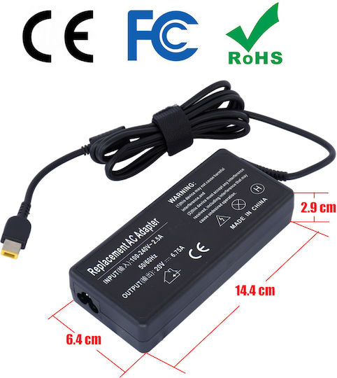 Laptop Charger 135W 20V 6.75A for Lenovo with Detachable Power Cord
