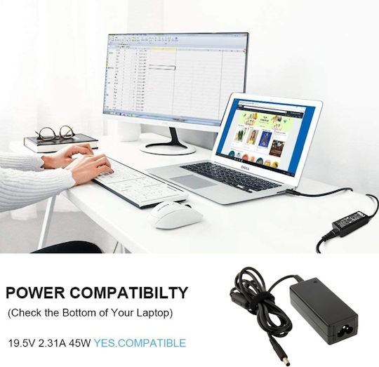 Încărcător Laptop 45W 19.5V 2.31A pentru Dell cu Cablu de Alimentare Detasabil