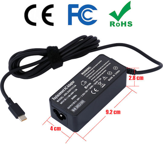 Laptop Power Adapter Charger Lenovo Adlx45ydc3a Adlx45ydc3d Sa10e75839 00hm661 Lenovo Ideapad 720s Code 60142