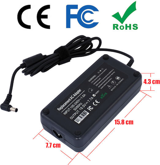 Sony Laptop Charger 150W 19.5V 7.74A for Sony with Detachable Power Cord