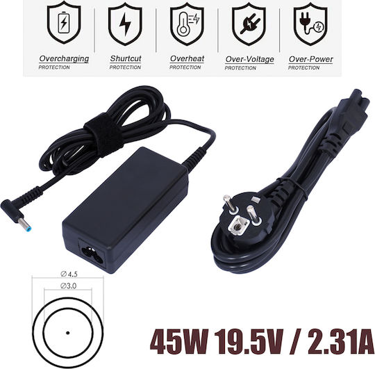 Laptop Charger 45W 19.5V 2.31A for HP with Detachable Power Cable Bulk