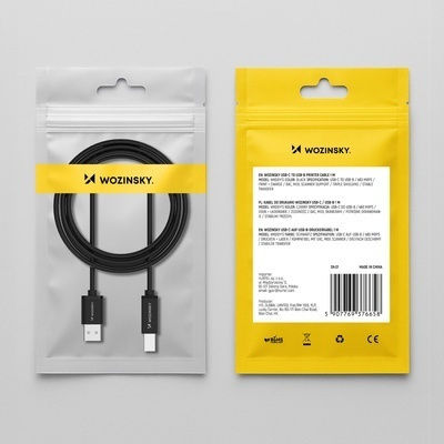 Wozinsky USB 2.0 Cable USB-C male - USB-B Black 1m