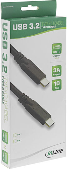 InLine USB 3.2 Кабел USB-C Мъжки - USB-C 60W Захранване PD Черен 5м 35705A