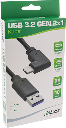 InLine Unghi (90°) USB 3.2 Cablu USB-C bărbătesc - USB-A Negru 1m (35711W)
