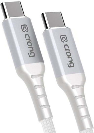 Crong Cablu Armor Link USB 3.0 USB-C Masculin - USB-C 60W PD Alb 0.25m