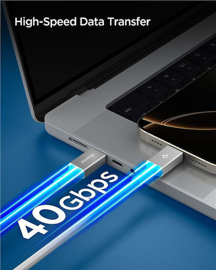 Spigen USB 4 Video Cable USB-C male - USB-C 240W PD Λευκό 1.5m ACA10422