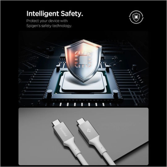Spigen USB 4 Video Cable USB-C male - USB-C 240W PD Λευκό 1.5m ACA10422