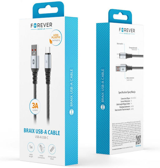 Forever Cablu USB 2.0 USB-C Masculin - USB-C 18W Negru 1m