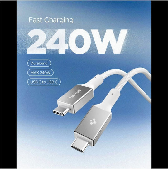 Spigen USB 4 Video Cable USB-C male - USB-C 240W PD Λευκό 1.5m ACA10422