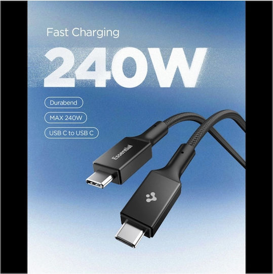 Spigen Braided USB 4 Video Cable USB-C male - USB-C 240W PD Μαύρο 1.5m ACA10423