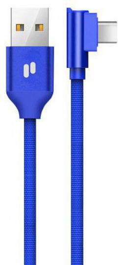 Puridea L23 Angle (90°) / Braided USB 2.0 Cable USB-C male - USB-A Μπλε 1m