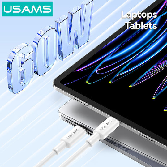 Usams USB 2.0 Cable USB-C Male - USB-C 60W PD White 1m