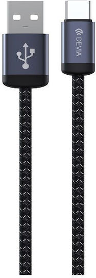 Devia Gracious USB 2.0 Cable USB-C male - USB-A Black 1m