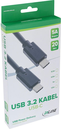 InLine USB Typ-C Kabel USB-C männlich - USB-C 100W PD Schwarz 0,5m 35706