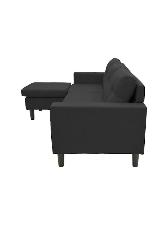 Maneli Colțar cu Unghi Reversibil Negru 196x138x82cm