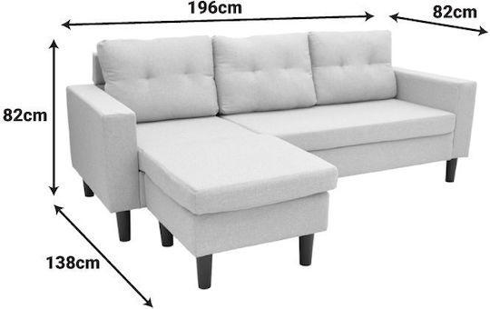 Maneli Ecke Sofa mit Umkehrbarer Winkel Schwarz 196x138x82cm