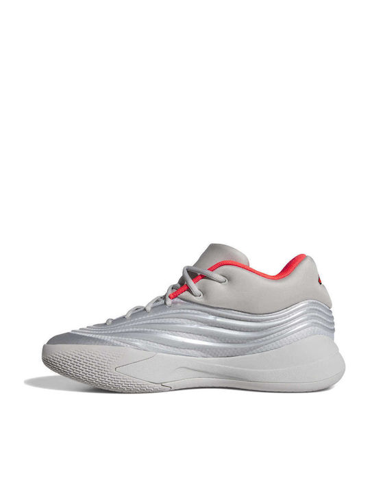 Dame X Basketball Shoes Silver Metallic Grey Two Lucid Red