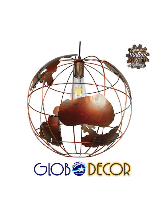 GloboStar Earth Κρεμαστό Φωτιστικό Καφέ Πλέγμα με Ντουί E27 40x40εκ.