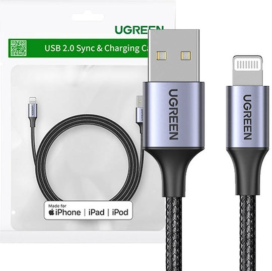 Ugreen US199 Braided USB to Lightning Cable Μαύρο 1m (60156)
