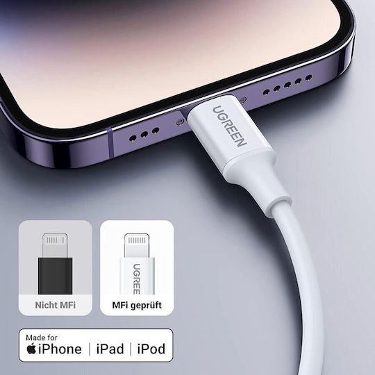 Ugreen US171 USB-C to Lightning Cable 18W Λευκό 1m (10493)