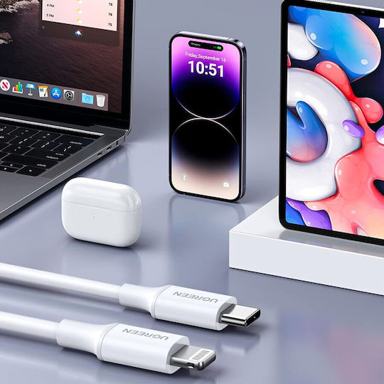 Ugreen US171 USB-C to Lightning Cable 18W Λευκό 1m (10493)