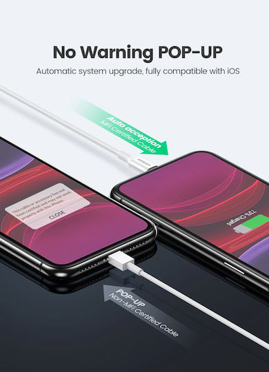 Ugreen US155 USB-A to Lightning Cable 12W Λευκό 1m (20728)