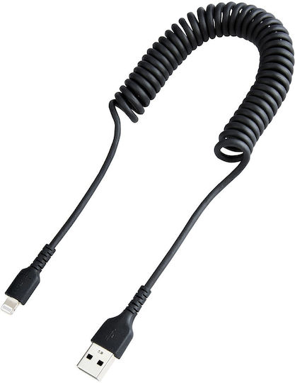 StarTech Spiral USB to Lightning Cable Μαύρο 1m (RUSB2ALT1MBC)