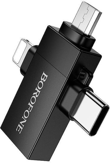 Borofone Μετατροπέας Lightning / USB-C / micro USB male σε Lightning / micro USB male 1τμχ