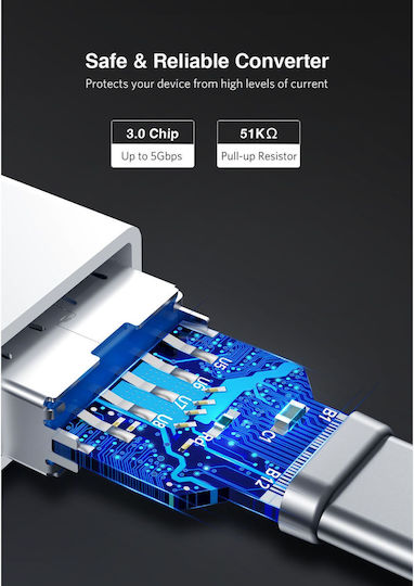 Ugreen Μετατροπέας USB-C male σε USB-A female Λευκό 1τμχ 30155